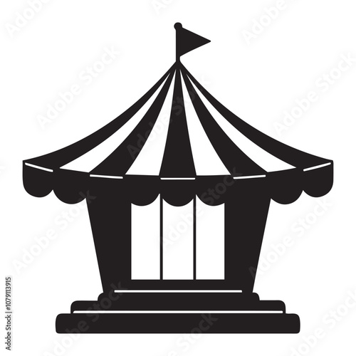 Carnival ride silhouette vector liner art  black color design set and solid white background 
