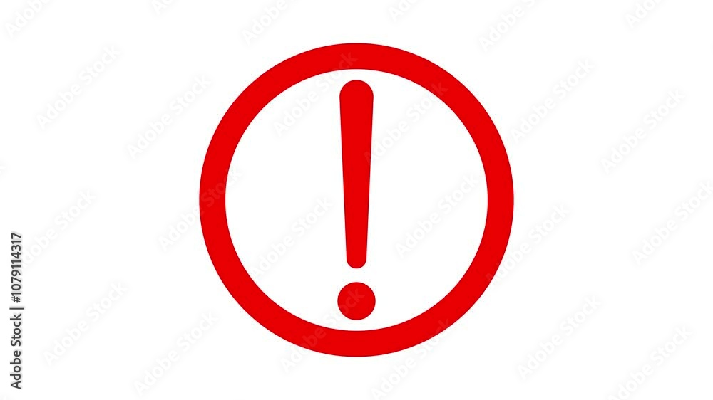 exclamation mark on circle , red colour warning icon, alert problem sign, stop danger problem risk alert road, urgent attention, caution error on black background. 