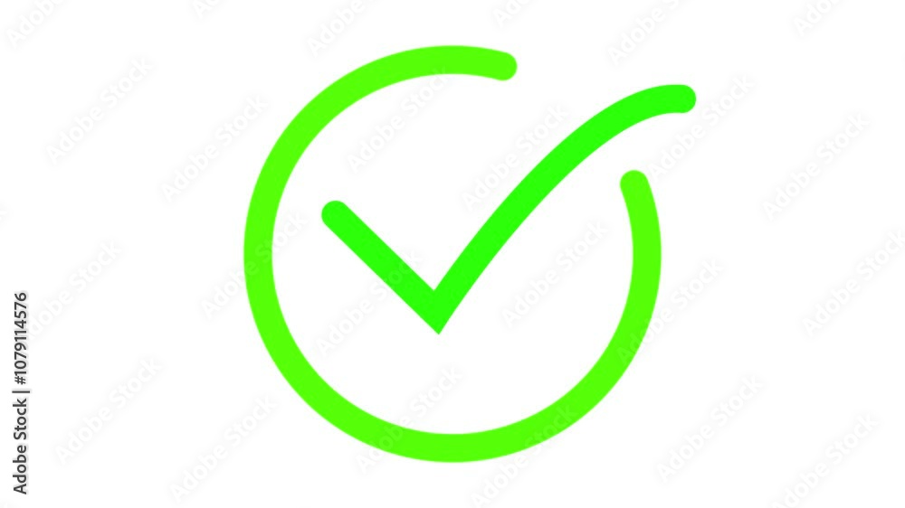 Check mark animation icon. Correct, success sign,  Approved tick mark icon animation on black background. 