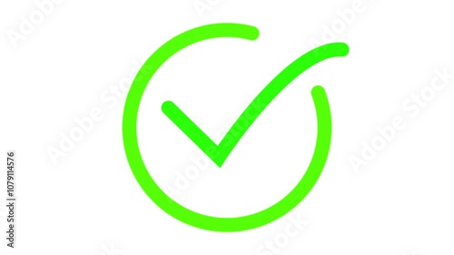 Check mark animation icon. Correct, success sign,  Approved tick mark icon animation on black background. 