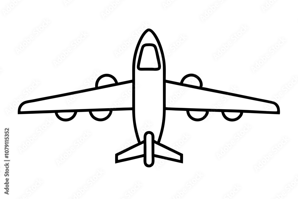Airplane line drawing, Airplane continuous single sketch, Vector illustration Airplane line drawing, Airplane continuous single sketch, Vector illustration