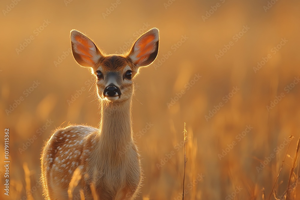 Fawn Portrait in Golden Sunlight Gentle, Sweet, and Innocent Fawn Portrait in Golden Sunlight Gentle, Sweet, and Innocent