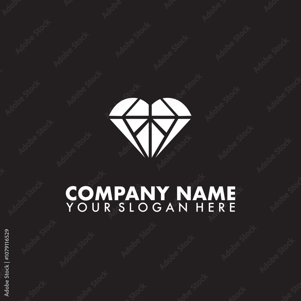 Fototapeta premium Diamond Love Jewellery Logo Vector Design