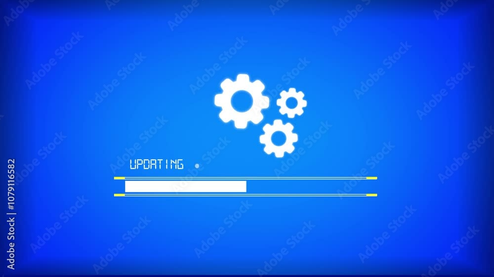 Software Update Progress Warning Message Update Completed Alert Message on Screen , Computer Screen Entering System Login And Password Logging into Showing progress granted System Security.