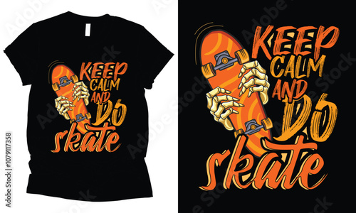 keep calm and do skate winter sport t-shirt design.