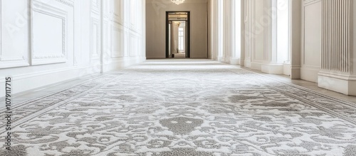 Classic machine made carpet featuring intricate patterns on a clean white background perfect for interior design and home decor