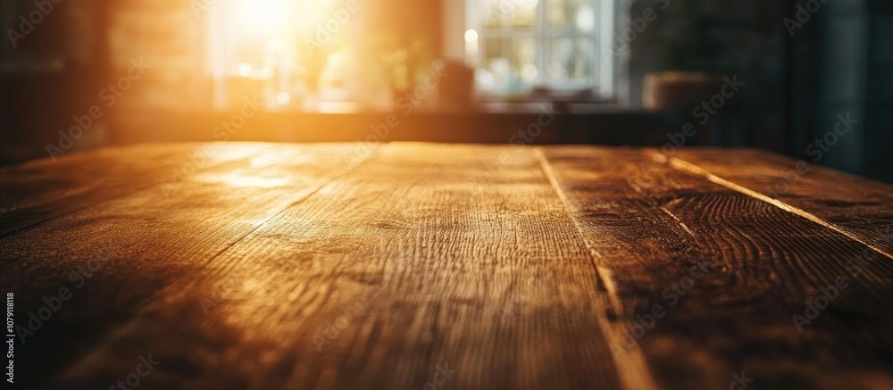 Close up of rustic wooden table surface with a softly blurred background perfect for cozy dining settings Close up of rustic wooden table surface with a softly blurred background perfect for cozy dining settings