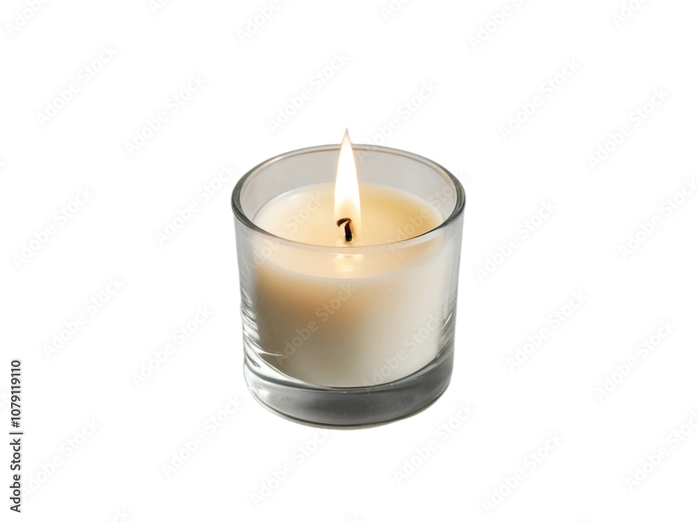 Minimalist Glass Candle with Flickering Flame on Transparent Background Minimalist Glass Candle with Flickering Flame on Transparent Background