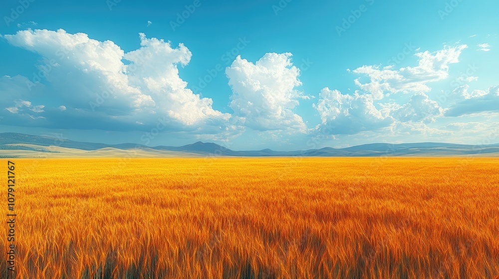 Beautiful golden wheat field under a clear blue sky Beautiful golden wheat field under a clear blue sky
