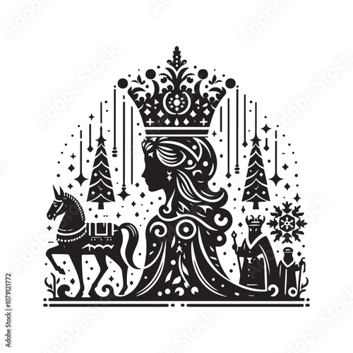 Elegant Reyes Magos Winter Silhouette Vector Illustrations for Seasonal Designs