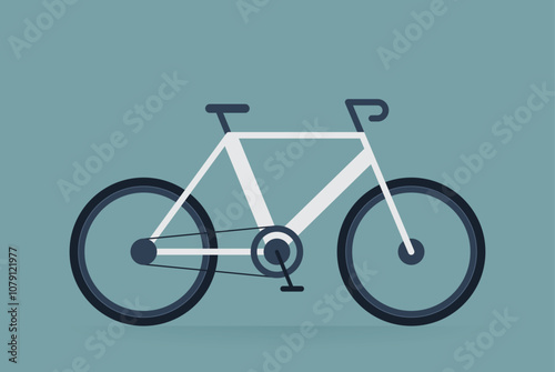 Minimalist illustration of an electric bicycle in a minimal modern style. Design for topics on electric transport, sustainable transportation, eco-friendly designs, and future mobility trends.