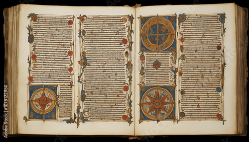 Book of Enoch with Intricate Glyphs on Antique Table Illuminated by Flickering Candles 