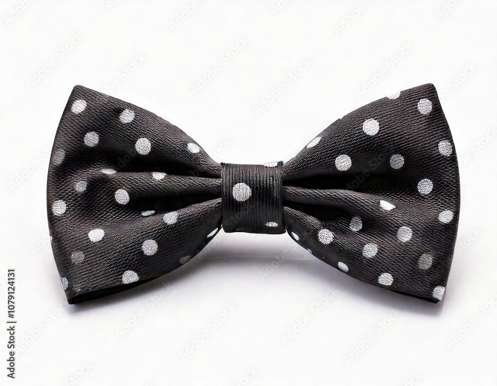 Black polka dot bow tie, stylish accessory on white isolate background. Black polka dot bow tie, stylish accessory on white isolate background.