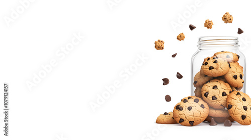 a 2D cartoon illustration of a cookie jar filled with cookies fun and delicious white backgrounda 2D cartoon illustration of a cookie jar filled with cookies fun and delicious white background photo