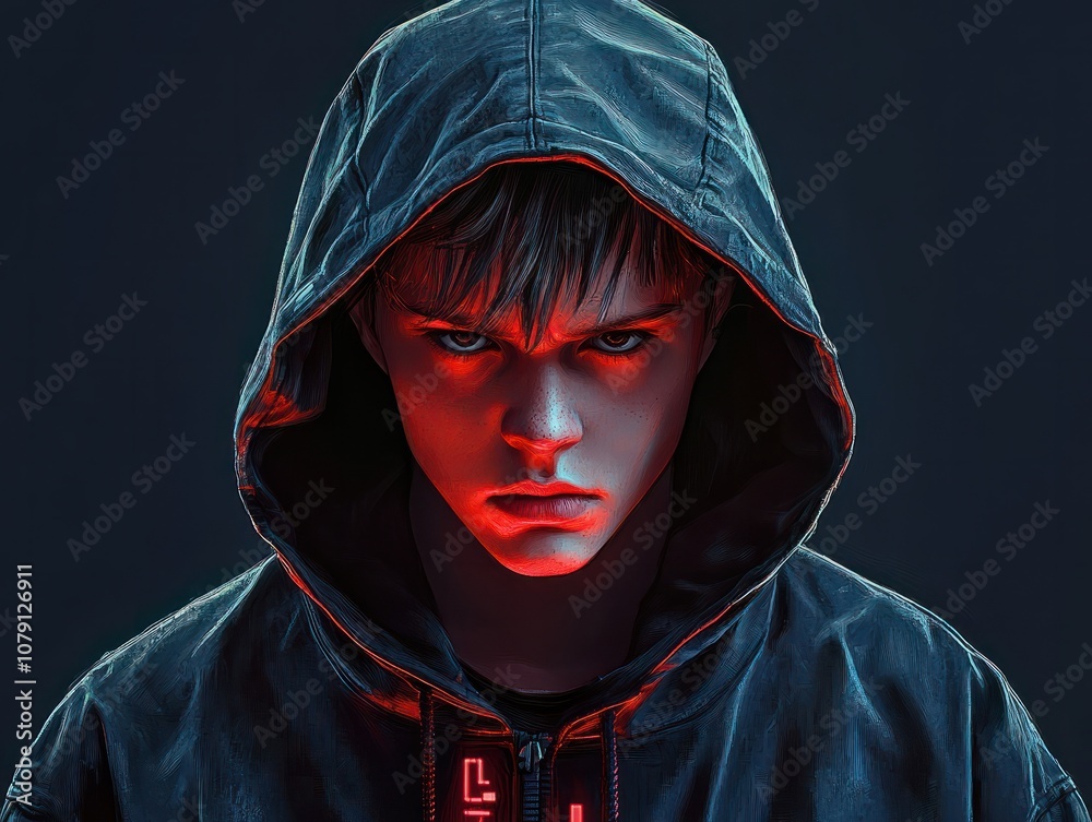 Hacker in hoodie dark theme