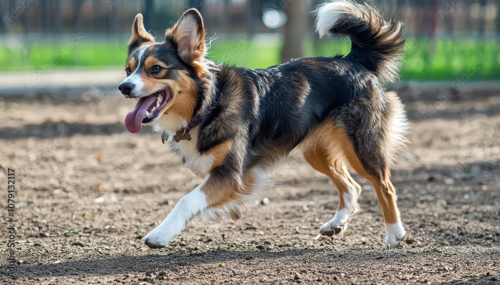 Playful dog enjoying its time at the park
