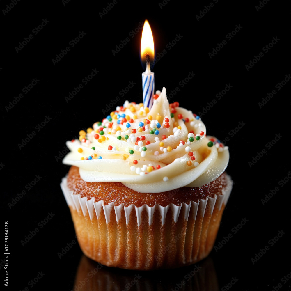 Birthday Cupcake Candle Isolated Birthday Cupcake Candle Isolated