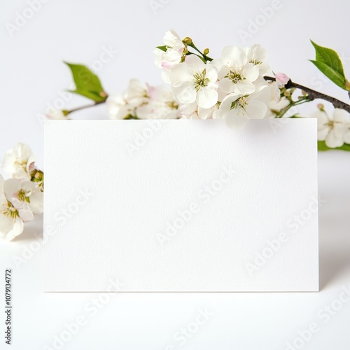 Elegant Floral Card on White Background with Flower Blossoms
