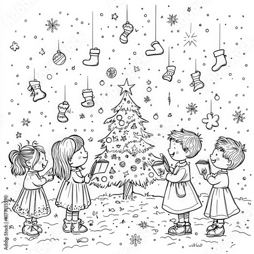Children singing around a C...