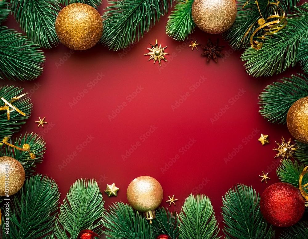 Marco navideño, con coleres rojo, berde y dorado, espacio para texto Marco navideño, con coleres rojo, berde y dorado, espacio para texto