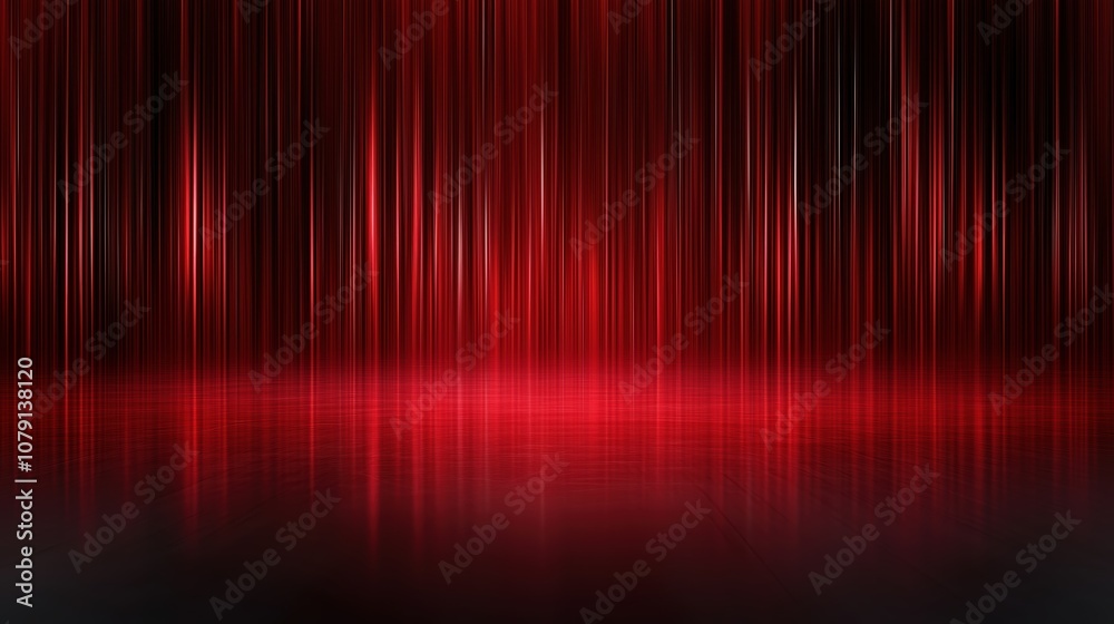 Red curtain with red water splashes on the floor. The image has a dramatic and intense mood, as if it is a scene from a play or a movie Red curtain with red water splashes on the floor. The image has a dramatic and intense mood, as if it is a scene from a play or a movie