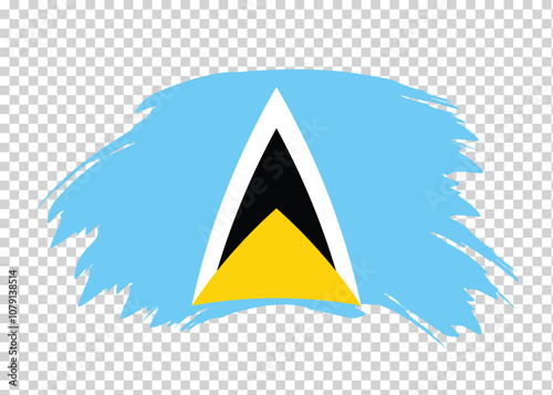 Flag of Saint Lucia with distressed paint stroke brush effect on isolated background