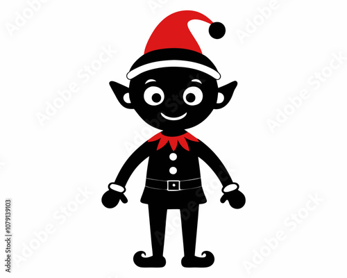 Christmas Elf Silhouette vector illustration, A fantasy silhouette Christmas elf design, snowman silhouette, Santa Claus, Christmas elf.