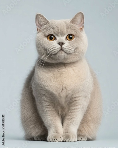 Portrait of a British Shorthair Cat with Round Face and Amber Eyes, Perfect for Cat Lovers and Breed Enthusiasts

