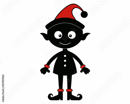 Christmas Elf Silhouette vector illustration, A fantasy silhouette Christmas elf design, snowman silhouette, Santa Claus, Christmas elf.