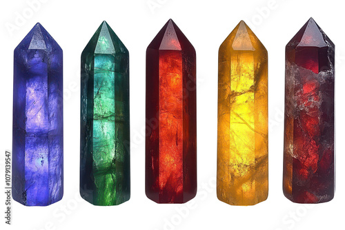 Colorful crystal points ideal for kinesiology work in a wellness environment