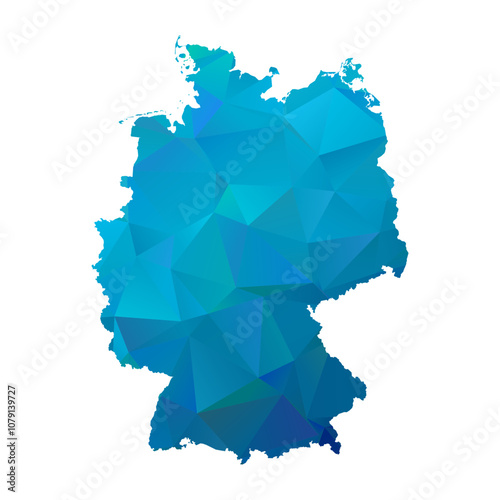 Map of Germany - Blue Geometric Rumpled Triangular , Polygonal Design For Your. Vector illustration eps 10.
