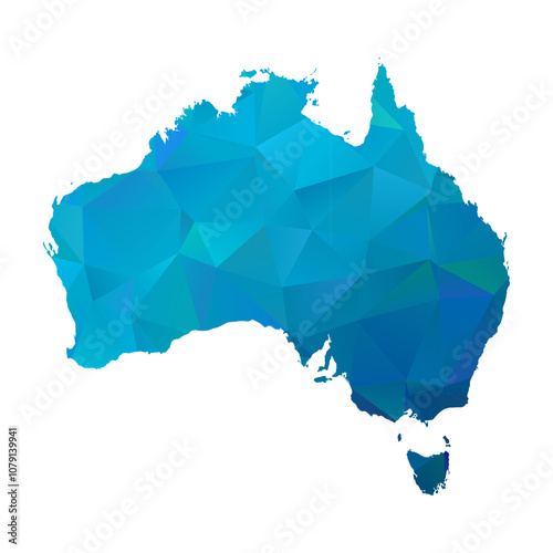 Map of Australia - Blue Geometric Rumpled Triangular , Polygonal Design For Your. Vector illustration eps 10.