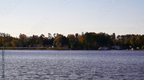 Obraz na płótnie Ein See am Morgen im Herbst in der Uckermark w salonie