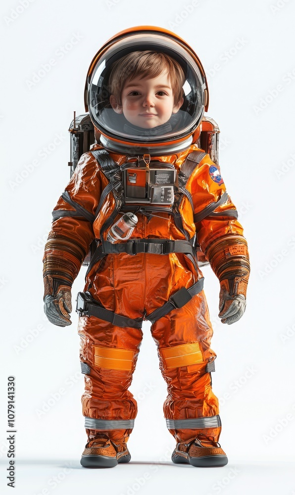 Child in astronaut costume, 3D illustration, isolated on white background Child in astronaut costume, 3D illustration, isolated on white background