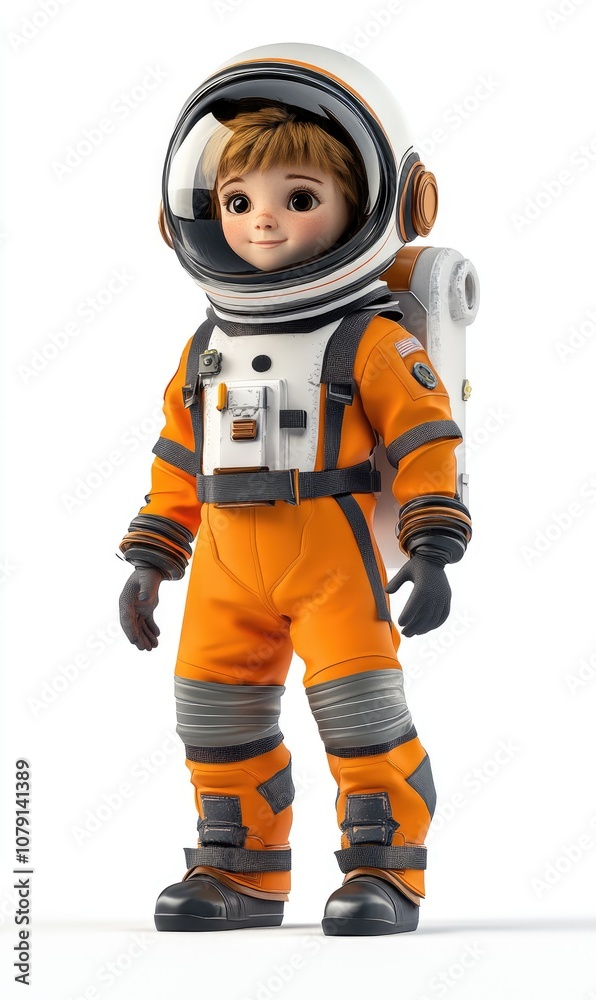 Child in astronaut costume, 3D illustration, isolated on white background Child in astronaut costume, 3D illustration, isolated on white background