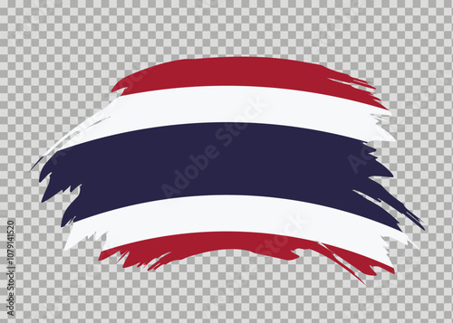 Flag of Thailand with distressed paint stroke brush effect on isolated background