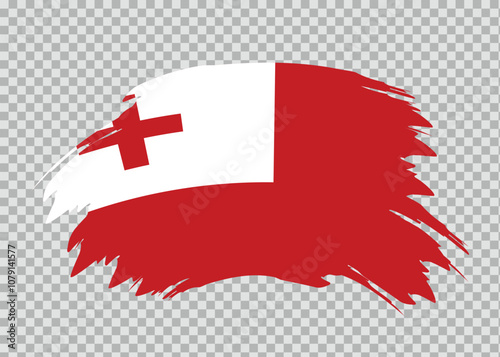 Flag of Tonga with distressed paint stroke brush effect on isolated background