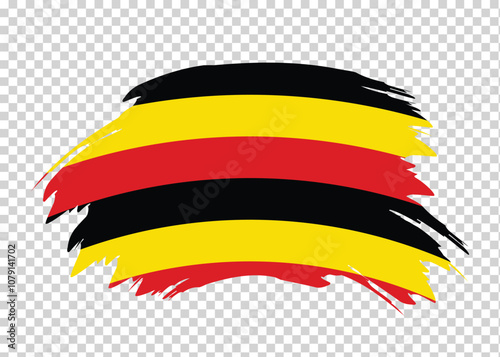 Flag of Uganda with distressed paint stroke brush effect on isolated background