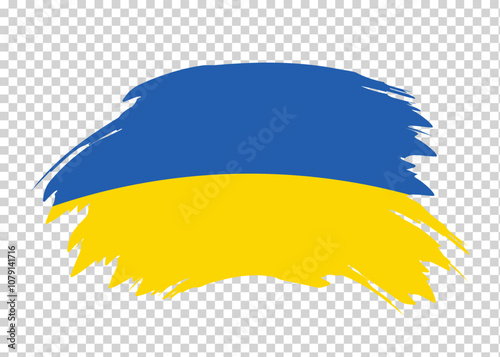 Flag of Ukraine with distressed paint stroke brush effect on isolated background