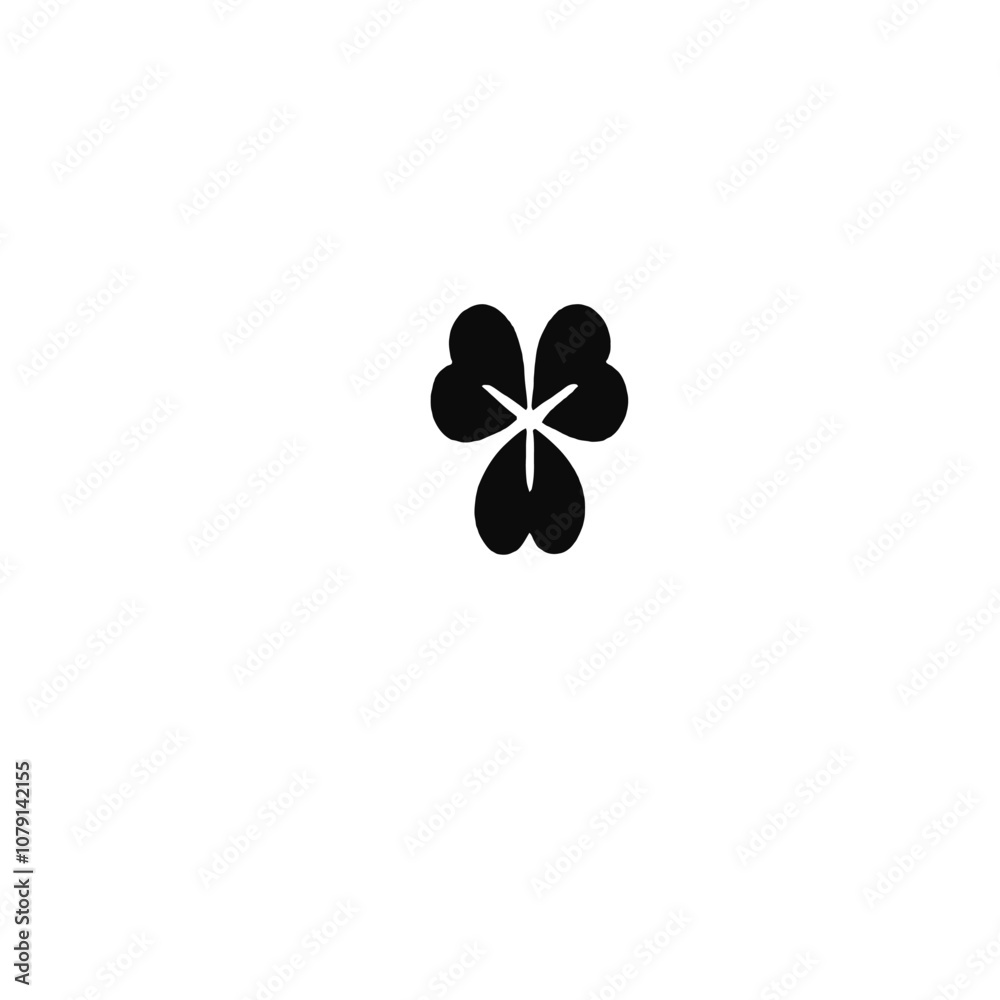 A black abstract flower-like shape on a white background A black abstract flower-like shape on a white background