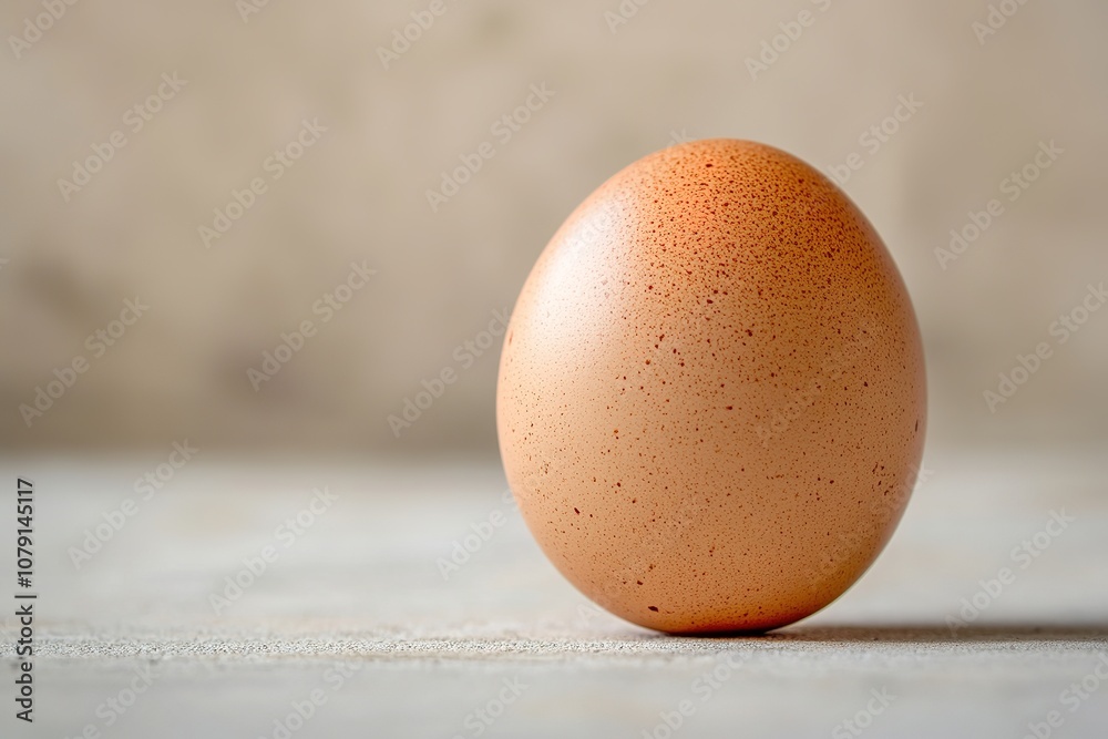 Single brown egg standing on white surface, simplicity. Single brown egg standing on white surface, simplicity.