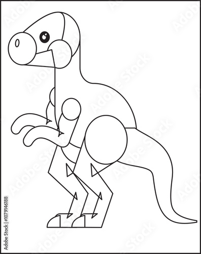 Cartoon cute prehistoric dinosaur Corythosaurus, coloring book, funny illustration