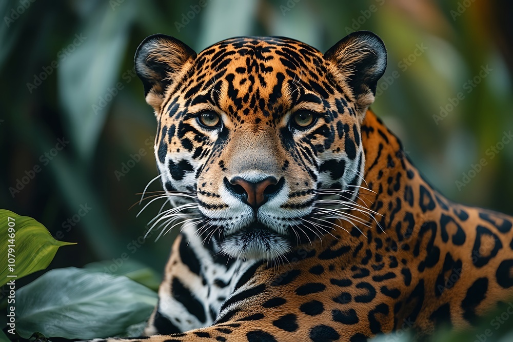 Jaguar Close-Up Fierce Eyes and Rosette Spots Jaguar Close-Up Fierce Eyes and Rosette Spots