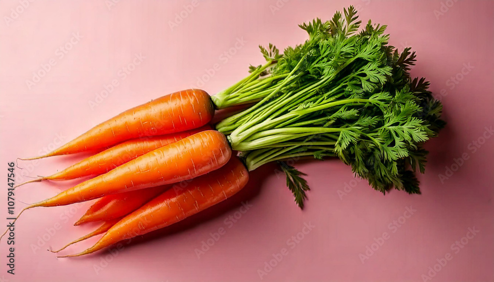 Bunch of carrots, Fresh Carrot isolated on pink background, fresh vegetables on a table Bunch of carrots, Fresh Carrot isolated on pink background, fresh vegetables on a table