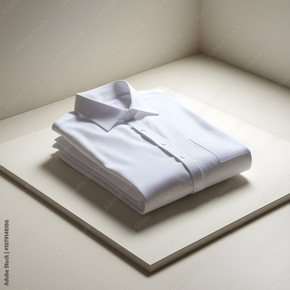 Minimalist Folded White Dress Shirt on Light Background Minimalist Folded White Dress Shirt on Light Background