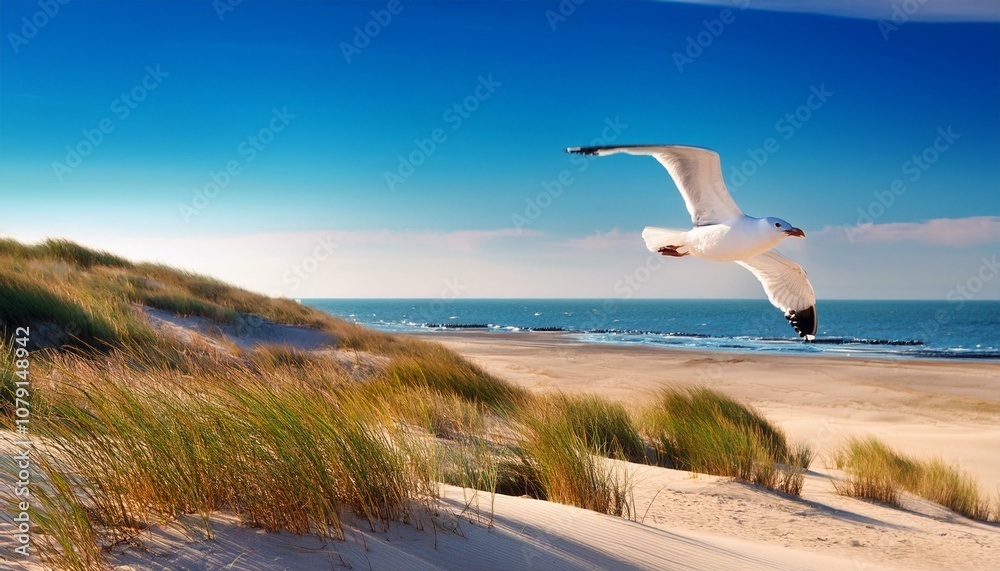 Fototapeta premium Serenity by the Shore: The Tranquil North Sea Landscape