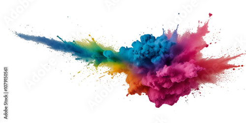 Colorful smoke rainbow painted holi fog festival background. Colorful rainbow paint color smoke cloud explosion isolated on transparent background.