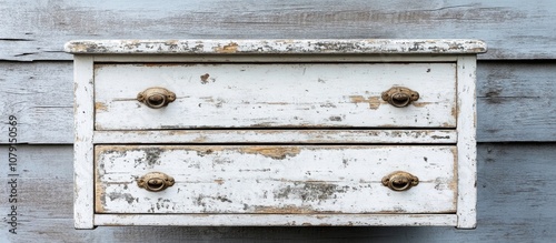 Charming vintage white chest of drawers showing signs of wear perfect for rustic home decor