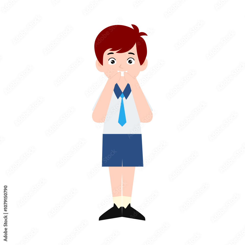 boy different pose activity school isolated on white background, uniform school white blue boy different pose activity school isolated on white background, uniform school white blue