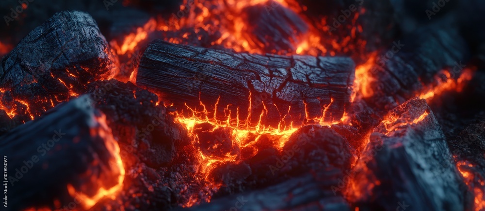 Close up of glowing firewood crackling in a cozy fireplace perfect for creating a warm ambiance Close up of glowing firewood crackling in a cozy fireplace perfect for creating a warm ambiance